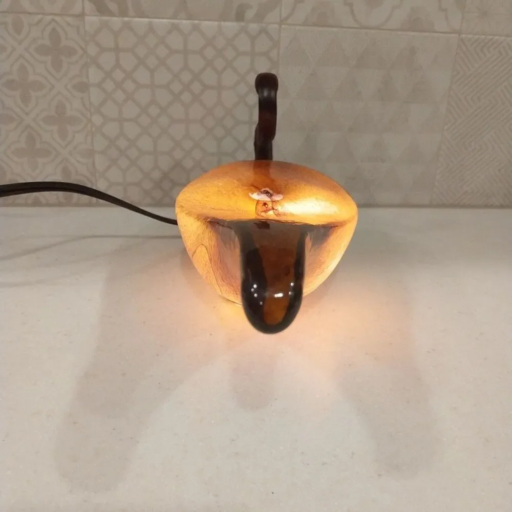 Vintage Aladdin Style Stained Glass Accent Lamp Resin Scroll Handle 12.5